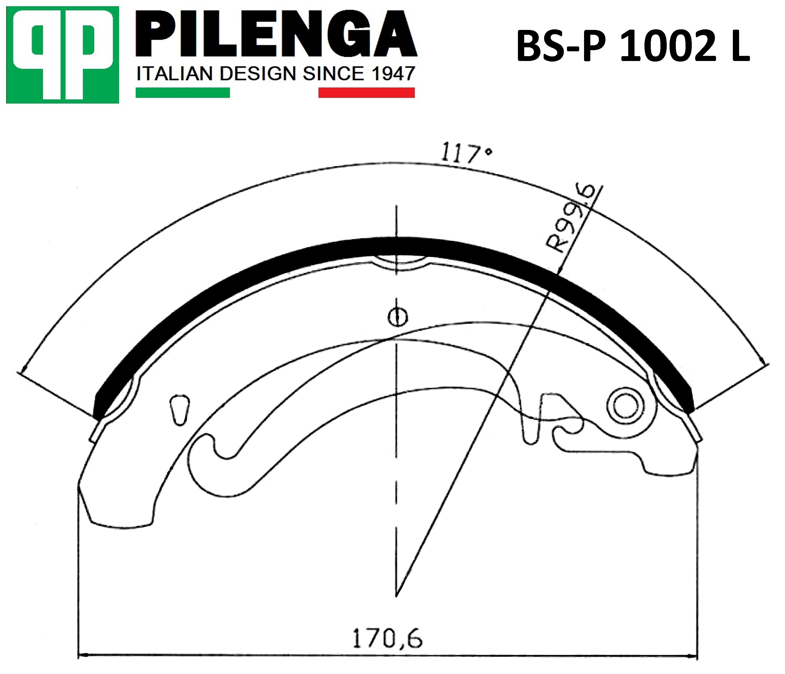 PILENGA BSP1002L Колодки тормозные барабанные со скобами ручника