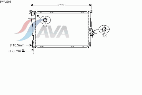 AVA BWA2205 Радиатор системы охлаждения! BMW E46 1.6-2.0/1.8D 99>