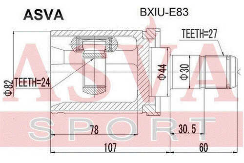 ASVA BXIUE83 ШРУС внутренний 24x44x27 (OEM-исполнение) (10013160/171019/0427148/10, китай)