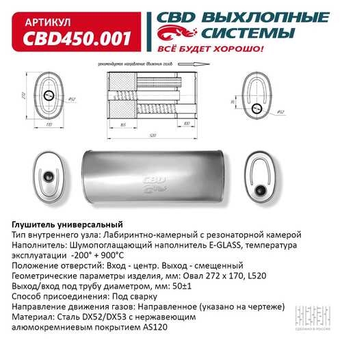 CBD CBD450.001 Глушитель. овал D272170, L520/50 ц/с вес