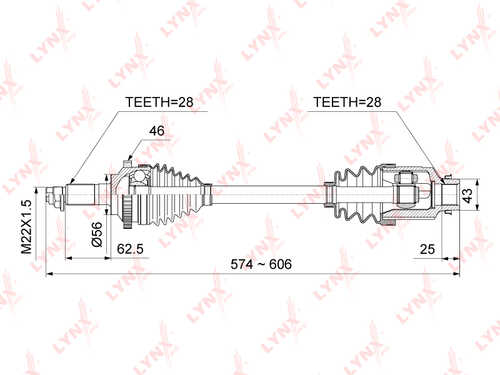 LYNX CD1016A Привод в сборе R KIA Shuma (FB) 1.6 01-04