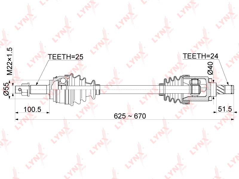 LYNX CD-1091 Привод в сборе! Nissan Almera 06>