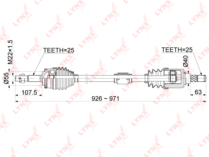 LYNX CD-1100A Привод в сборе R NISSAN Bluebird Sylphy (G10) 1.5 AT 00-05 / Sunny (B15) 98-04 Wingroad/AD