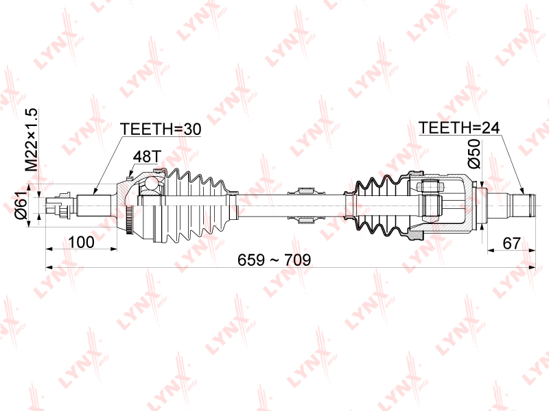 LYNX CD-1150A Привод в сборе передн. лев.! Toyota Camry V50 11>