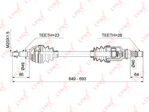 LYNX CD-6703 Привод в сборе перед лев auto