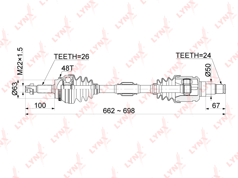 LYNX CD-7510A привод левый! Toyota Camry (V40) 2.4 2AZ-FE 06>