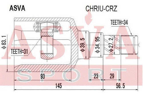 ASVA CHRIU-CRZ ШРУС внутренний (10013160/250719/0271803/8, китай)