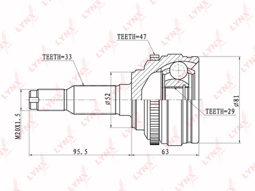 LYNX CO-1809A Шарнирный комплект, приводной вал