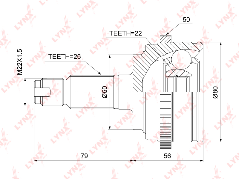 LYNX CO-3468A ШРУС наружный HONDA Civic VII 1.4 01-05