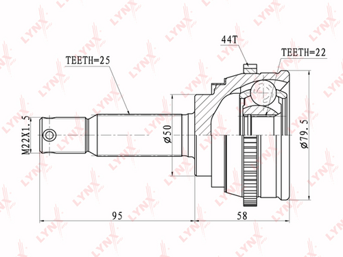 LYNX CO-3607A Шарнирный комплект, приводной вал