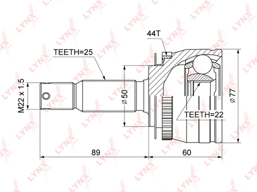 LYNX CO-3634A Шарнирный комплект, приводной вал