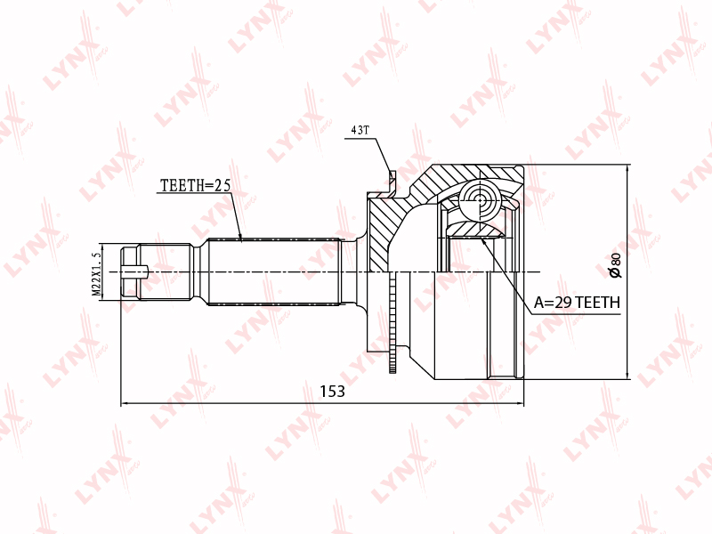 LYNX CO-3641A ШРУС наружный! комплект! Mitsubishi Lanser VI/VII / Outlander I all 95-13