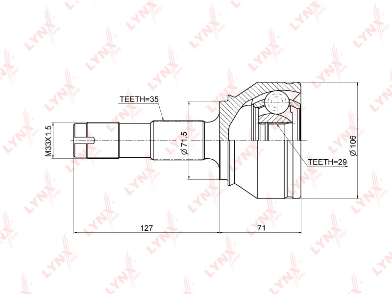 LYNX CO-3667 ШРУС наружный к-кт! ABS Fiat Ducato RUSSIA 08>