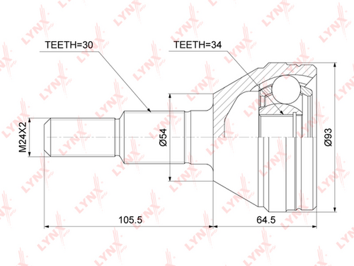 LYNX CO-3779 Шарнирный комплект, приводной вал