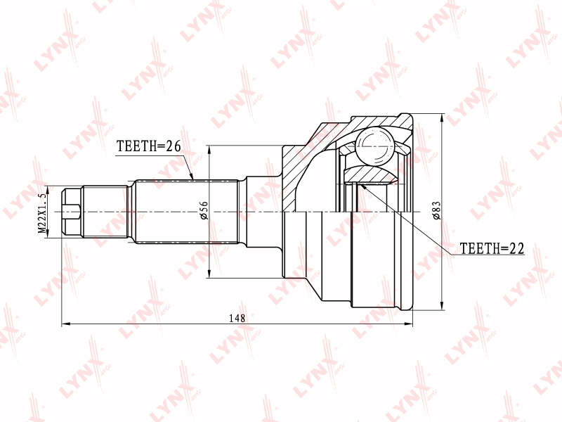 LYNX CO-4403 ШРУС наружный к-кт! 21649 Mazda 323 F 1.6/1.8 89-94