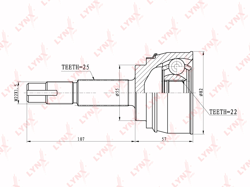 LYNX CO-5704 ШРУС наружный комплект! Nissan Sunny 1.3-2.0D 90>