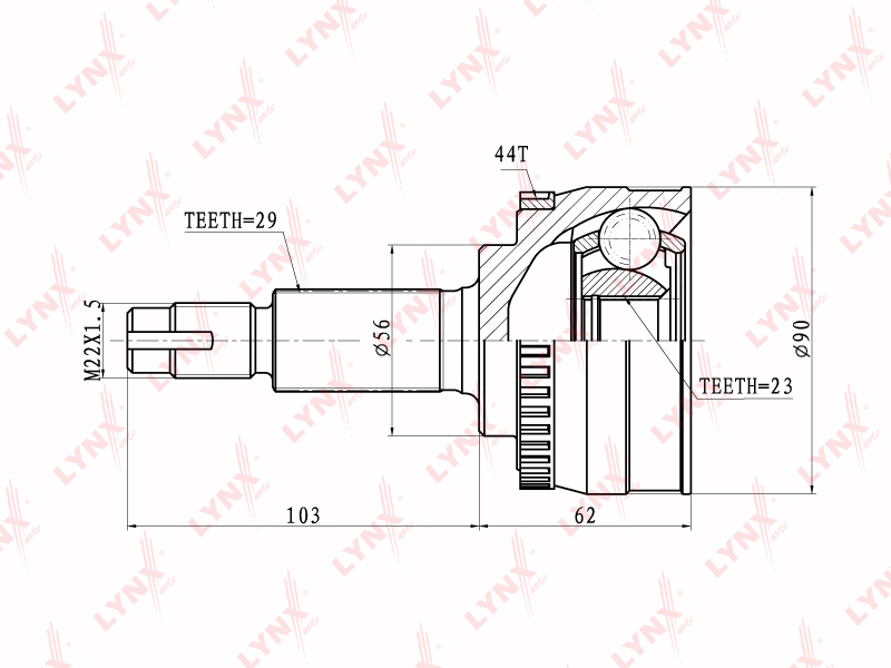 LYNX CO-5712A ШРУС наружный NISSAN X-Trail 2.0-2.5 01>