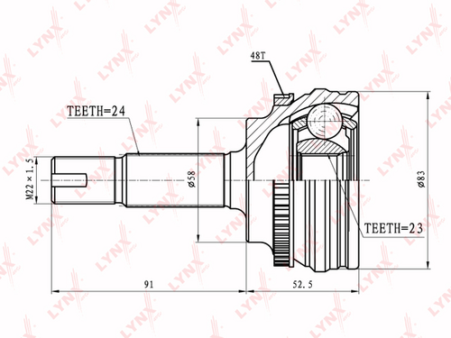 LYNX CO7500A ШРУС наружный комплект! ABS Toyota Yaris 1.5 01-05