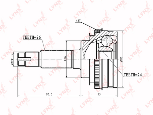 LYNX CO7509A ШРУС наружный комплект! Toyota Carina/Corolla/Camry 16-2.0D 83-91