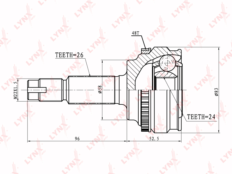 LYNX CO-7520A ШРУС наружный к-кт! Toyota Corolla 1.4/1.6 02>