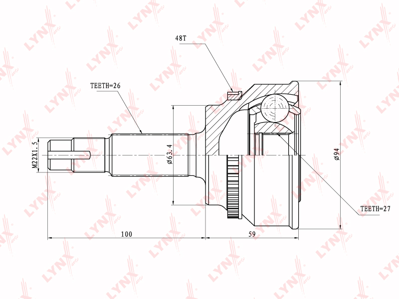 LYNX CO7522A ШРУС наружный к-кт! Toyota Corolla Verso (E12) 2.0D-4D 02>