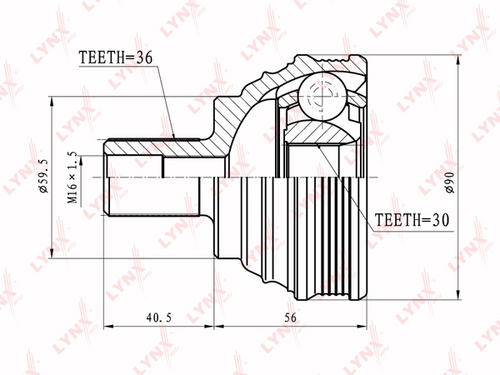 LYNX CO-8003 Шарнирный комплект, приводной вал