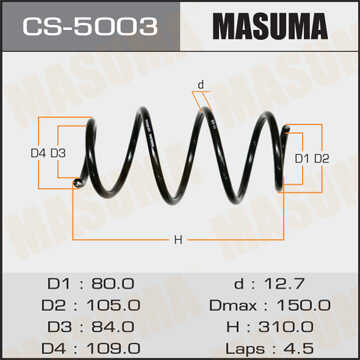 MASUMA CS5003 Пружина подвески! перед. Honda Fit