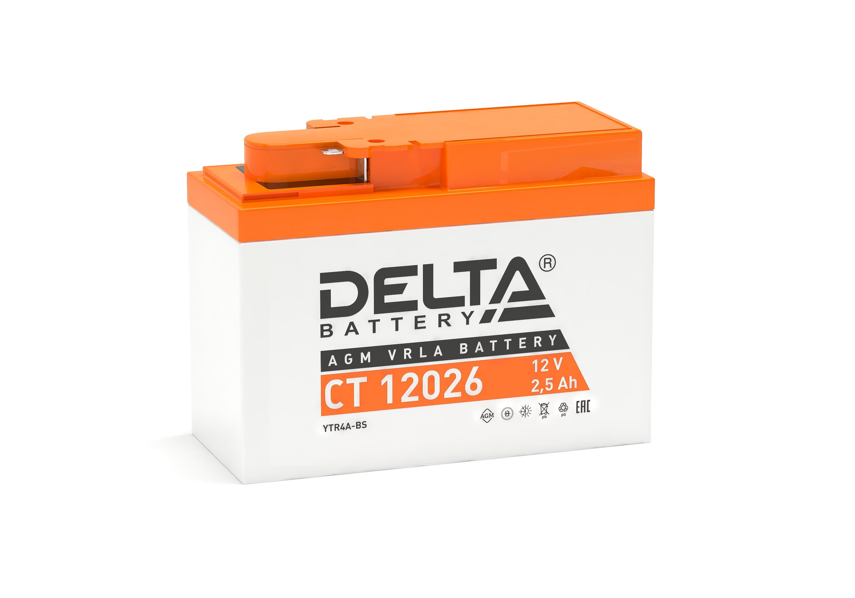 DELTA CT12026 Аккумуляторная батарея AGM (обратная)12V 2.5Ah 45A 114х49x86 motoYTX4A-BS