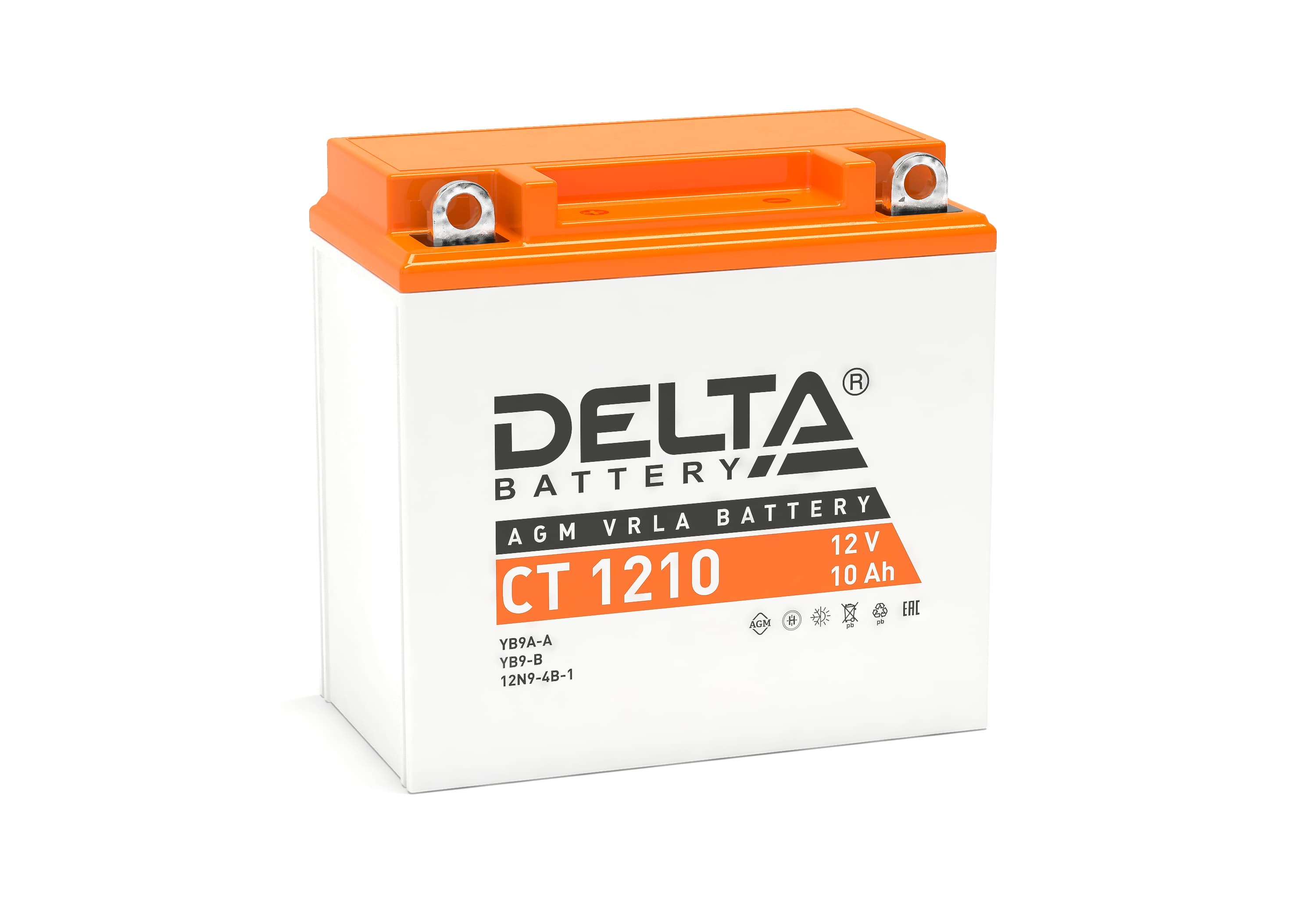 DELTA CT-1210 Аккумуляторная батарея AGM (+ -)12V 10Ah 100A 137х77x138 motoYB9A-A, YB9-B, 12N9-4B-1