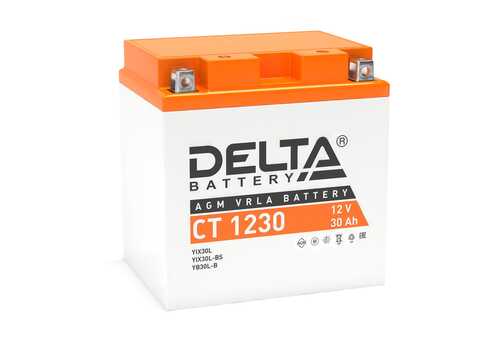 DELTABATTERY CT 1230 Аккумуляторная батарея AGM (- +)12V 30Ah 300A 168х126x175 motoYTX30L, YТX30L-BS