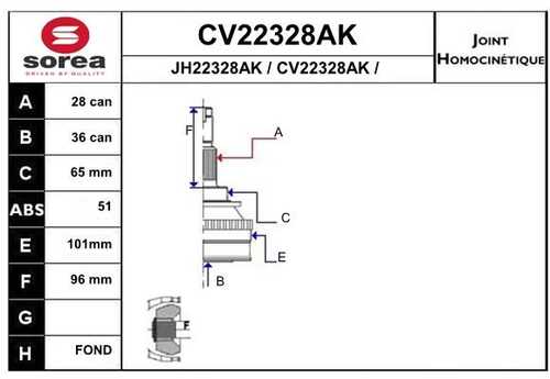 EAIGROUP CV22328AK ШРУС наружный! 28x36Renault Master 2.3-2.5D 10>