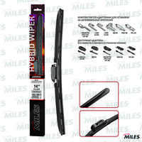 MILES CWH14AC Щётка с/о 350ММ гибридная (HOOK 9X3/9X4)+АДАПТЕР SIDE PIN/PUSH BUTTON/PINCH TAB (10702070/11