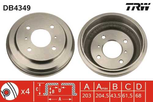 TRWLUCAS DB4349 Барабан тормозной! Nissan Almera N16/Classic 1.5 00>