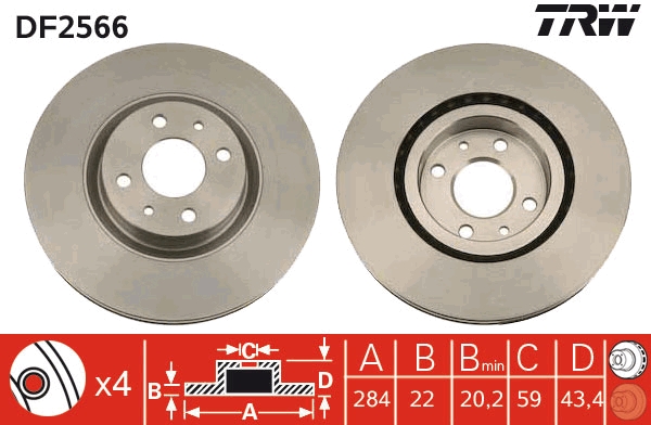 TRWLUCAS DF2566 Диск тормозной передний! Alfa Romeo 155, Fiat Croma 2.0T/2.5TDi 92>