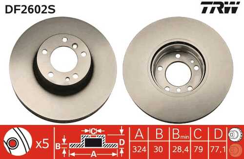 TRWLUCAS DF2602S Диск тормозной передний! BMW E38/E39 3.5/4.0/5.0 M60/M62/M70/M73 95>