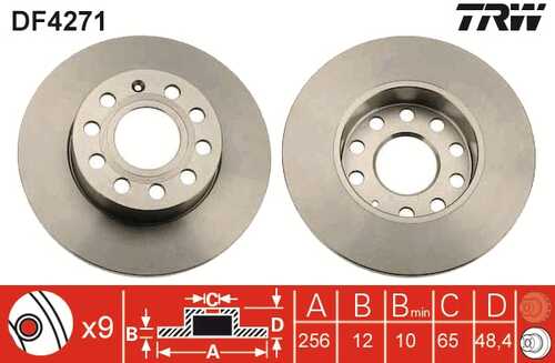 TRWLUCAS DF4271 Диск тормозной задний! Audi A3,Skoda Octavia,VW Touran 1.4-2.0TDi 03>