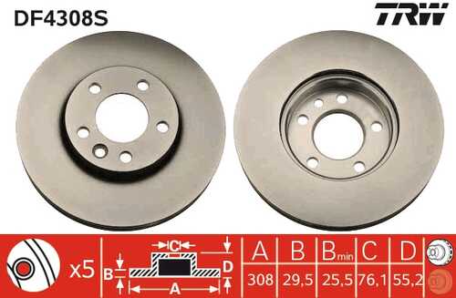 TRWLUCAS DF4308S Диск тормозной передний! VW Multivan/T4 2.0-2.5TDi 03>