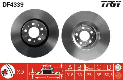 TRWLUCAS DF4339 Диск тормозной передний! Volvo S60/XC90 2.0-2.5/2.4D 00>