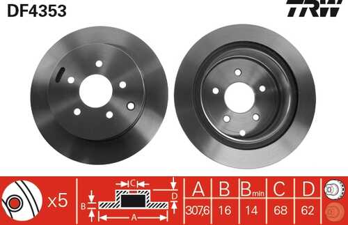 TRWLUCAS DF4353 Диск тормозной задний! Nissan Murano 3.5 4WD 05>