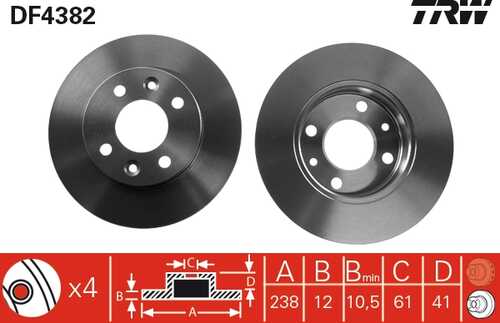 TRWLUCAS DF4382 Диск тормозной передний! Renault Clio/R19/R21 1.2-1.9D 86>