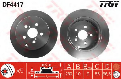 TRWLUCAS DF4417 Диск тормозной задний! Toyota Avensis 1.8-2.0D-4D 03>