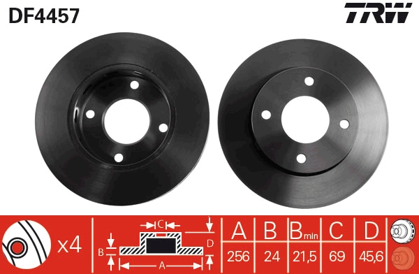 TRWLUCAS DF4457 Диск тормозной передний! Mitsubishi Colt 1.1-1.5D 04>