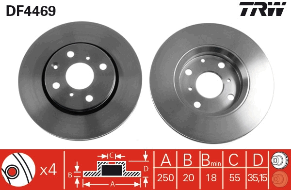 TRWLUCAS DF4469 Диск тормозной передний! Peugeot 107, Toyota Aygo 1.0/1.4HDi 05>