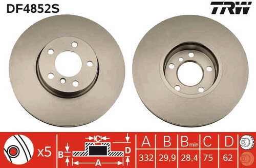 TRWLUCAS DF4852S Диск тормозной передний! BMW X5 3.0si 07>