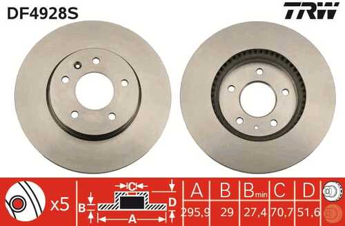 TRWLUCAS DF4928S Диск тормозной передний! Opel Antara, Chevrolet Captiva 2.0-3.2i/2.0CDTi 06>