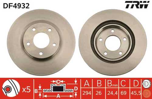 TRWLUCAS DF4932 Диск тормозной передний! Chrysler Sebring/Avenger/Caliber,Jeep Compass/Patriot 1.8-2.4CRD 06>