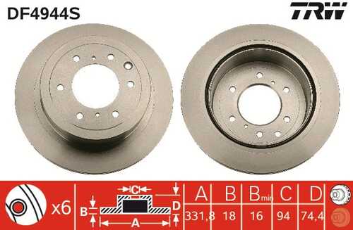 TRWLUCAS DF4944S Диск тормозной задний! Mitsubishi Pajero 3.8/3.2D 11/06>