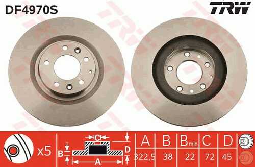 TRWLUCAS DF4970S Диск тормозной передний! d322mm Mazda RX8 2.6i Wankel 10.03>