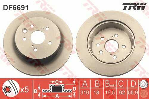 TRWLUCAS DF6691 Диск тормозной передний левый Lexus GS 3.0/4.3 05>