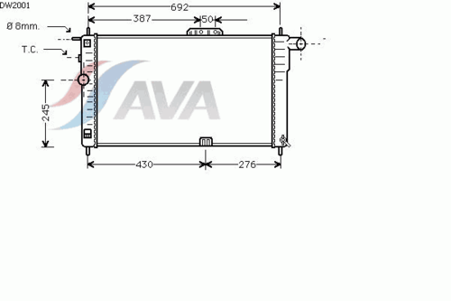 AVA DW2001 Радиатор системы охлаждения! без AC Daewoo Nexia 1.5i 94-98